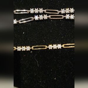 Paperclip Tennus Braclet With 3 Ct. Moissinite In 925 SS With Gold Vermeil
